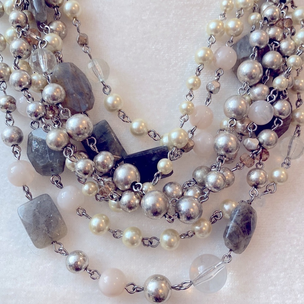 Stella and dot Oslo pearl stone layered necklace. Dressy fancy formal